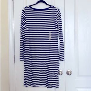 UNIQLO navy blue striped boat neck dress